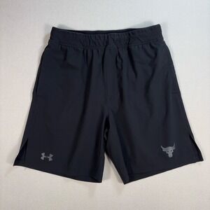 Under Armour Project Rock 8" Unlined Shorts Men's L Black Loose Bull Drawstring